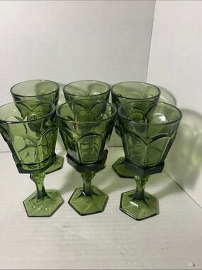 Vintage Fosteria Green Virginia Gladses Set of 6